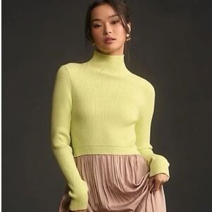 Anthropologie Neon Yellow Turtleneck Sweater